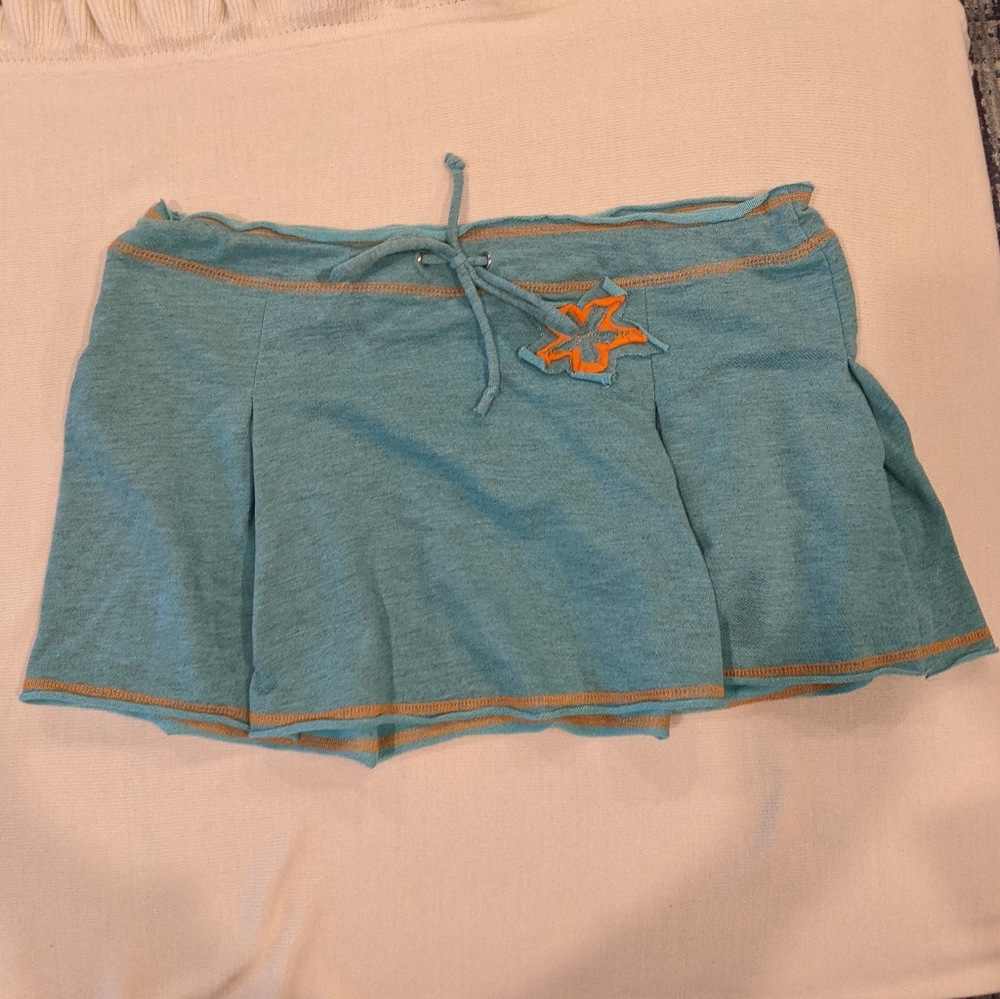 BOGO Wet Seal Raw-Edge Pleated Jersey Mini Skirt